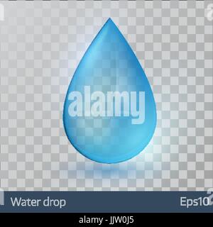 Blue shiny single water drop Stock Vector