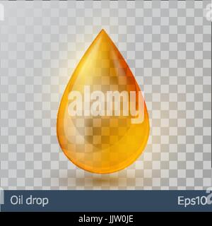 Realistic yellow  oil drop  on white background. Stock Vector