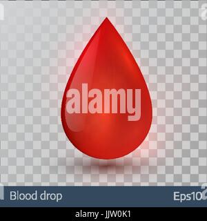 Single blood drop isolated on white background. Stock Vector