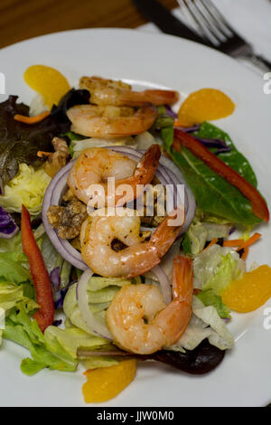 Lunch, Mandarin orange shrimp salad with candied walnuts.