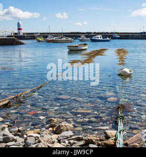 Mooring ropes at Port St Mary Harbour Stock Photo