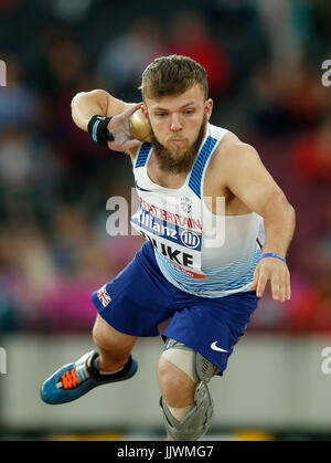 Great Britain's Kyron Duke competes in the Men's Shot Put F41 Final during day seven of the 2017 World Para Athletics Championships at London Stadium. PRESS ASSOCIATION Photo. Picture date: Thursday July 20, 2017. See PA story ATHLETICS Para. Photo credit should read: Paul Harding/PA Wire. RESTRICTIONS: Editorial use only. No transmission of sound or moving images and no video simulation. Stock Photo