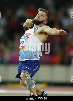 Great Britain's Kyron Duke competes in the Men's Shot Put F41 Final during day seven of the 2017 World Para Athletics Championships at London Stadium. Stock Photo