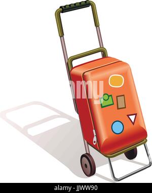suitcase on wheels for transporting luggage and travel Stock Vector