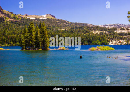 Islands In Mountain Lake Stock Photo
