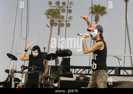 Hollywood Undead perform 2009 KROQ Epicenter Pomona Fairplex Pomona. Stock Photo