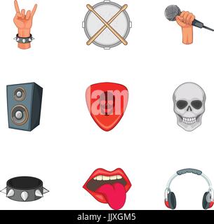 Music festival icons set, cartoon style Stock Vector