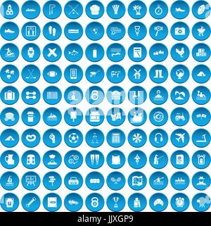 100 activity icons set blue Stock Vector