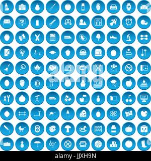 100 apple icons set blue Stock Vector