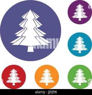 Fir tree icons set Stock Vector