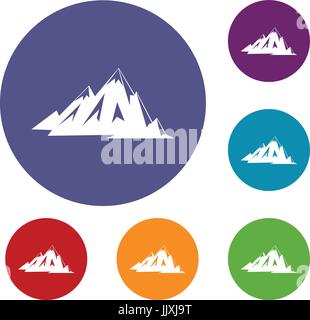 Canadian mountains icons set Stock Vector