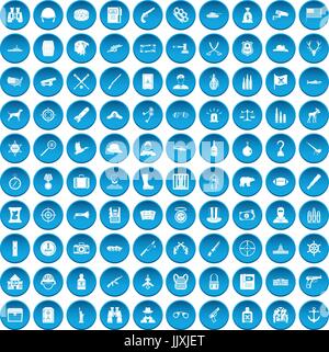 100 bullet icons set blue Stock Vector