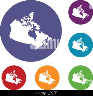 Canada map icons set Stock Vector