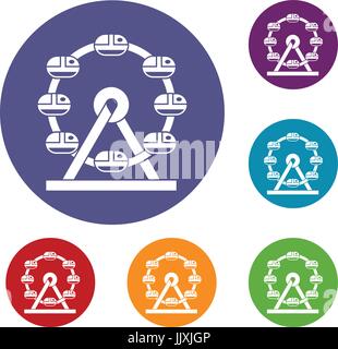 Giant ferris wheel icons set Stock Vector