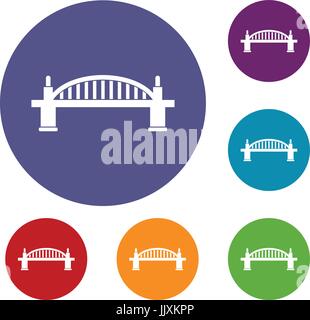Bridge icons set Stock Vector