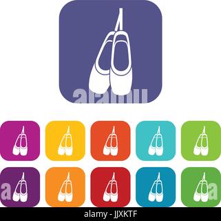 Pointe shoes icons set Stock Vector