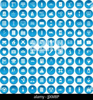 100 company icons set blue Stock Vector