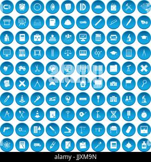 100 compass icons set blue Stock Vector