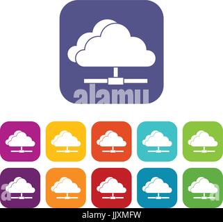 Cloud computing connection icons set Stock Vector