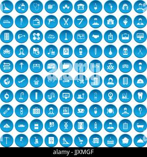 100 craft icons set blue Stock Vector