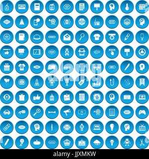 100 creative marketing icons set blue Stock Vector