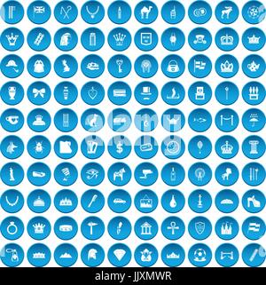 100 crown icons set blue Stock Vector