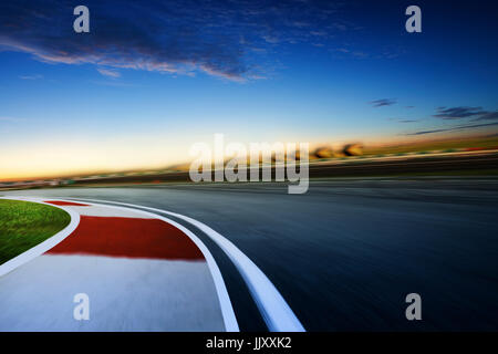 Motion blurred racetrack ,cold mood , early morning scene . Stock Photo