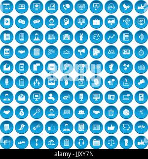 100 dialog icons set blue Stock Vector