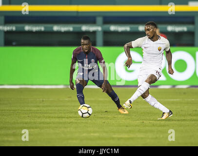 Detroit, Michigan, USA. 19th July, 2017. Action during the International Champions Cup between AS Roma and Paris Saint- Germain at Comerica Park in Detroit, Michigan. Paris Saint- Germain won the match in a shootout. Credit: Scott Hasse/ZUMA Wire/Alamy Live News Stock Photo