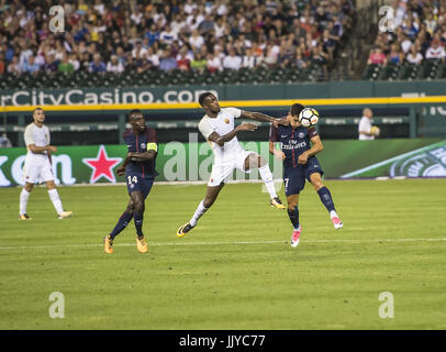 Detroit, Michigan, USA. 19th July, 2017. Action during the International Champions Cup between AS Roma and Paris Saint- Germain at Comerica Park in Detroit, Michigan. Paris Saint- Germain won the match in a shootout. Credit: Scott Hasse/ZUMA Wire/Alamy Live News Stock Photo