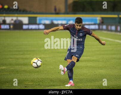 Detroit, Michigan, USA. 19th July, 2017. Action during the International Champions Cup between AS Roma and Paris Saint- Germain at Comerica Park in Detroit, Michigan. Paris Saint- Germain won the match in a shootout. Credit: Scott Hasse/ZUMA Wire/Alamy Live News Stock Photo