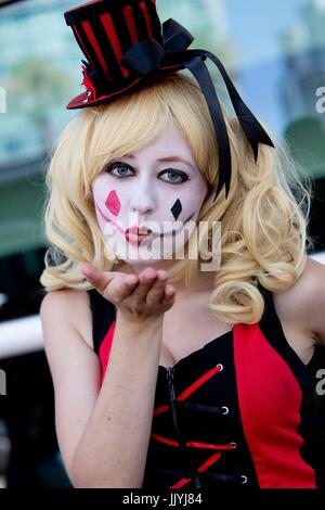 San Diego, United States Of America. 20th July, 2017. Cosplayer Carol from Santa Clarita as 'Harley Quinn', at the Comic-Con San Diego, in July 2017. | usage worldwide Credit: dpa/Alamy Live News Stock Photo