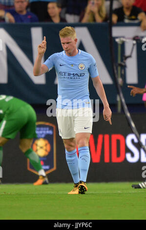 20 July 2017 - Manchester City midfielder Kevin De Bruyne (17) during the International Champions Cup game between Manchester United and Manchester City at NRG Stadium in Houston, Texas. Chris Brown/CSM