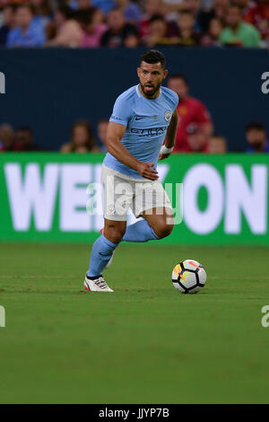 20 July 2017 - Manchester City forward Sergio Aguero (10) during the International Champions Cup game between Manchester United and Manchester City at NRG Stadium in Houston, Texas. Chris Brown/CSM