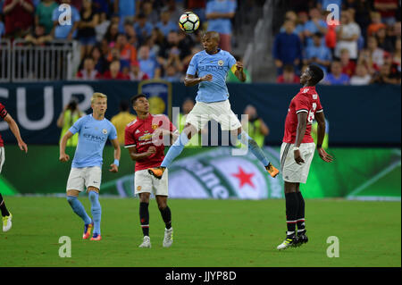 20 July 2017 - Manchester City midfielder Fernandinho (25) during the International Champions Cup game between Manchester United and Manchester City at NRG Stadium in Houston, Texas. Chris Brown/CSM