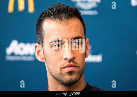 Harrison, USA. 21st July, 2017. Sergio Busquet of Barcelona during a press conference the day before the International Champions Cup match at the Red Bull Arena in the city of Harrison in the United States on Friday, 21.  (PHOTO: WILLIAM VOLCOV/BRAZIL PHOTO PRESS) Credit: Brazil Photo Press/Alamy Live News Stock Photo
