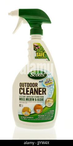 Winneconne, WI - 20 July 2017: A bottle of Scotts outdoor cleaner on an isolated background. Stock Photo