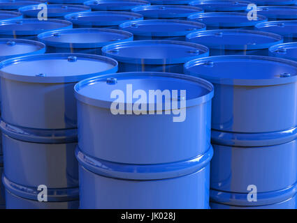 3d rendering blue barrels background Stock Photo