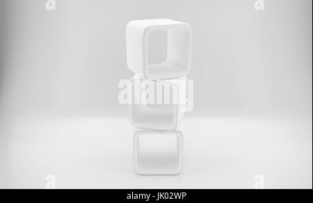 3d Empty white rounded showcase. Mock-up. Template shelves. 3D rendering Stock Photo