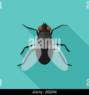 Fly flat icon with long shadow Stock Vector