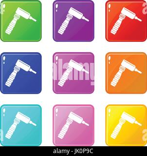 Hand draw rotary tattoo machine set 9 Stock Vector