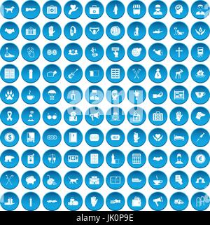 100 donation icons set blue Stock Vector