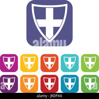 Shield for protection icons set Stock Vector