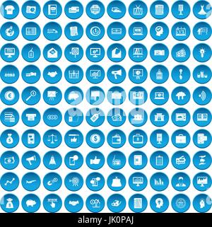 100 e-commerce icons set blue Stock Vector