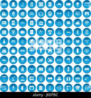 100 electrical engineering icons set blue Stock Vector