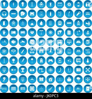 100 energy icons set blue Stock Vector