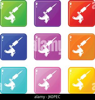 Coil tattoo machine set 9 Stock Vector