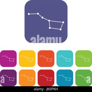 The Great Bear constellation icons set Stock Vector