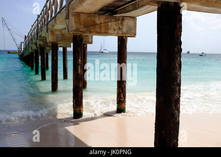 Pier at Carlisle Bay Beach, Bridgetown, Barbados, West Indies, Caribbean Stock Photo