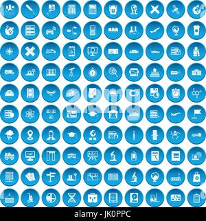 100 globe icons set blue Stock Vector